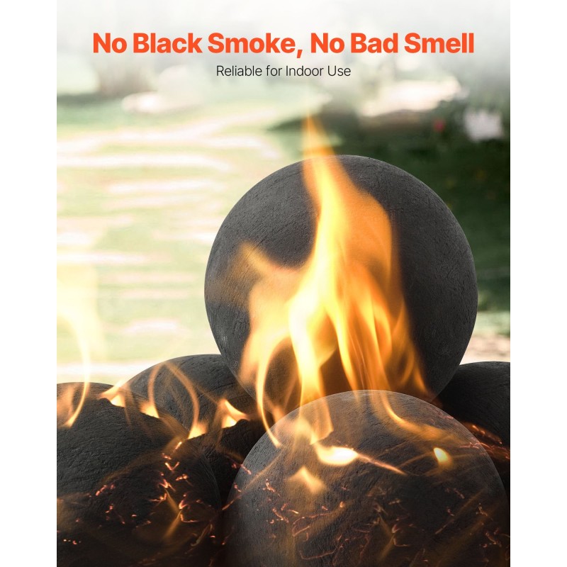 Keraamiset tulipallot 6 kpl keraamisesta kuidusta 125 mm musta sisä ja ulkokäyttöön