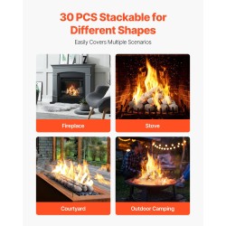 Keraamiset tulikivet 30 kpl keraamista kuitua 50–76 mm sisä- ja ulkokäyttöön