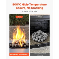 Keraamiset tulikivet keraamisesta kuidusta 48 kpl harmaa takkoihin