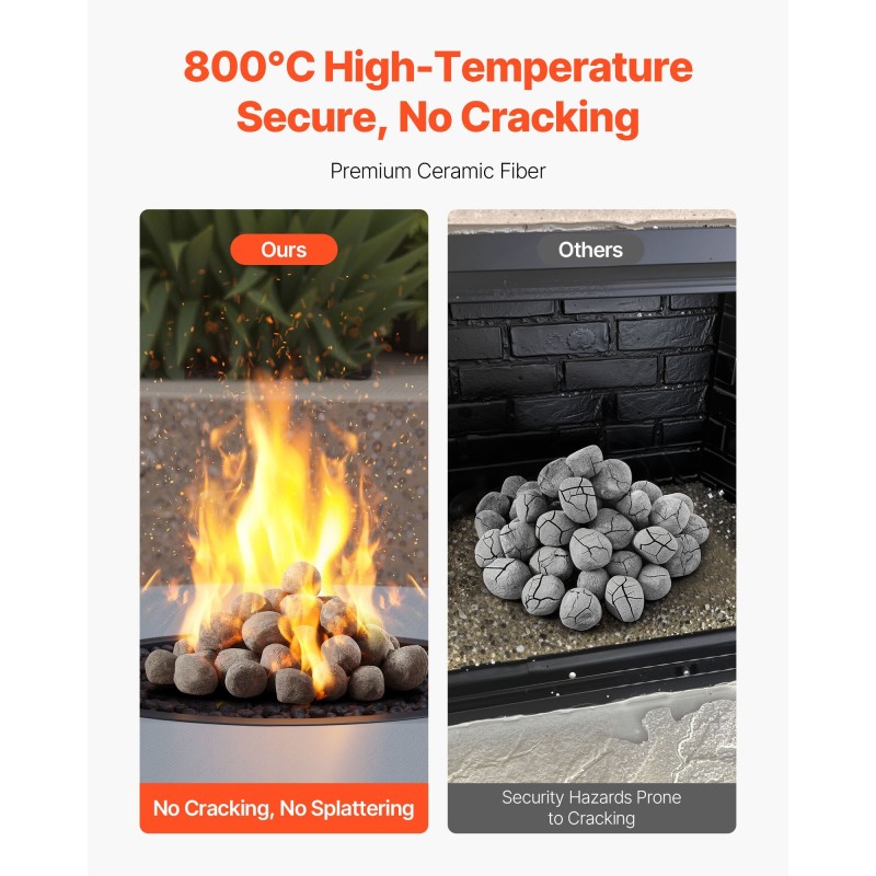 Keraamiset tulikivet keraamisesta kuidusta 48 kpl harmaa takkoihin