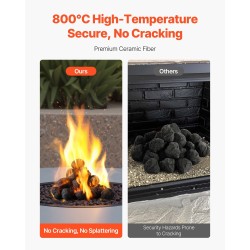 Keraamiset tulikivet keraamisesta kuidusta 25 kpl musta kestää 800 °C