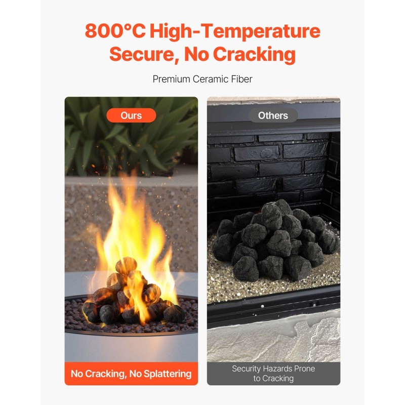 Keraamiset tulikivet keraamisesta kuidusta 25 kpl musta kestää 800 °C