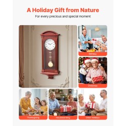 Seinäheilurikello mäntyrunko ja MDF-levy kirsikan sävy 680 mm korkea hiljainen kvartsikoneisto