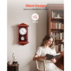Heiluriseinäkello 18 tuumaa 457 mm mäntypuu MDF-levy kirsikkapuun sävy hiljainen kvartsikoneisto