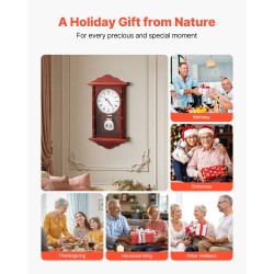 Heiluriseinäkello 18 tuumaa 457 mm mäntypuu MDF-levy kirsikkapuun sävy hiljainen kvartsikoneisto