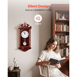 Seinäheilurikello mäntypuu ja MDF kirsikkapuun sävy 589 mm kvartsikoneisto äänetön