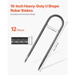 U-muotoiset galvanoidut maakiilat terästä musta pinnoite 254 mm 8 mm 12 kpl
