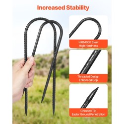 U-muotoiset galvanoidut maakiilat terästä musta pinnoite 254 mm 8 mm 12 kpl