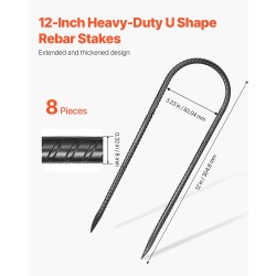 U-muotoiset maakiilat galvanoitua terästä 300 mm 8 mm 8 kpl musta