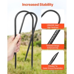 U-muotoiset maakiilat galvanoitua terästä 300 mm 8 mm 8 kpl musta