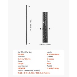 Maakiilat galvanoitua HRB400E-terästä 406 mm 11,5 mm 16 kpl musta pinnoite