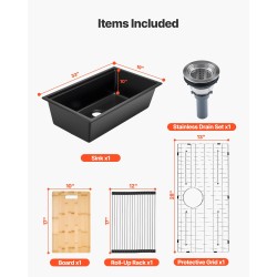 Alatasoasennus keittiöallas 84 cm yksiallas musta kvartsikomposiitti