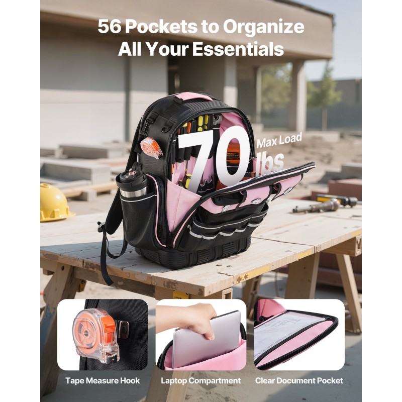 Työreppu 56 taskua 600D ja 1680D polyesteri oxford kangas kannettavalle tietokoneelle