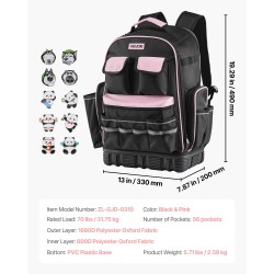 Työreppu 56 taskua 600D ja 1680D polyesteri oxford kangas kannettavalle tietokoneelle