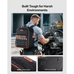 Työreppu 600D polyesterikangas 49 taskua erillisellä läppärilokerolla ja vahvistetulla pohjalla sähköasentajille