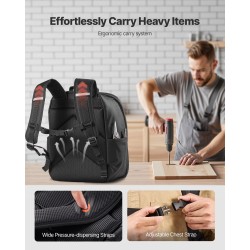 Työreppu 600D polyesterikangas 49 taskua erillisellä läppärilokerolla ja vahvistetulla pohjalla sähköasentajille