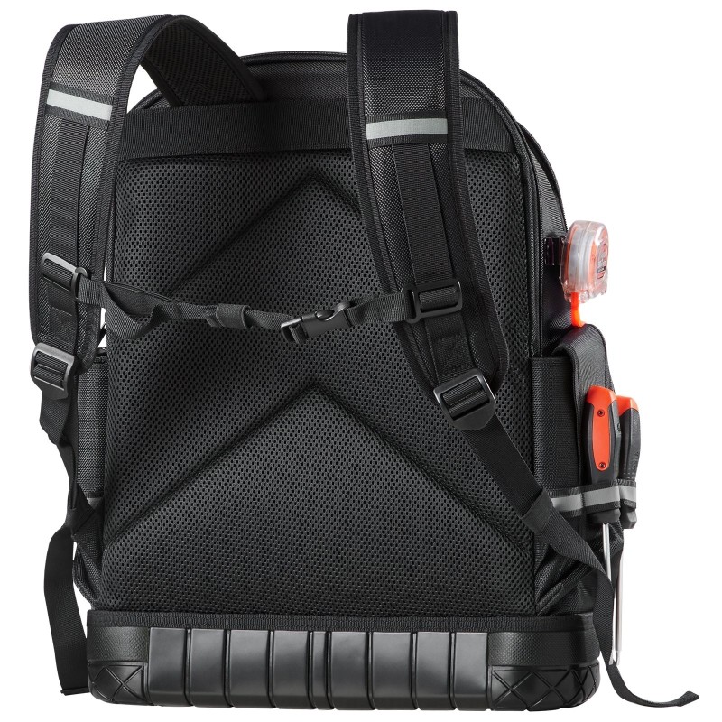 Työkalureppu 64 taskua 1680D ja 600D polyesteri PVC-pohjalla kannettavalle tietokoneelle lokero