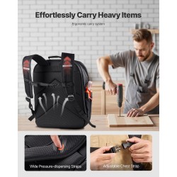 Työreppu 45 taskua 1680D polyesterikangas vahvistettu pohja kannettavan tietokoneen lokero