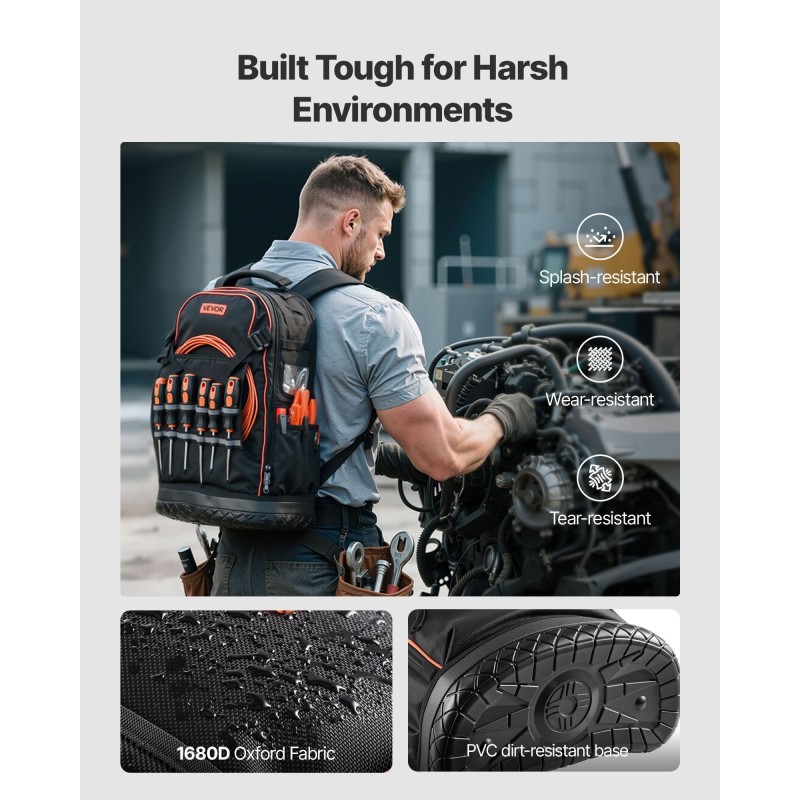 Työreppu kuusikymmentäviisi taskua kestävä polyesteri oxford-kangas erillisellä kannettavan tietokoneen lokerolla muotoiltu