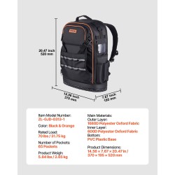 Työreppu kuusikymmentäviisi taskua kestävä polyesteri oxford-kangas erillisellä kannettavan tietokoneen lokerolla muotoiltu