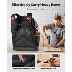 Työkalureppu 56 taskua sähköasentajille 1680D ulkokangas 600D sisäpuoli PVC pohja