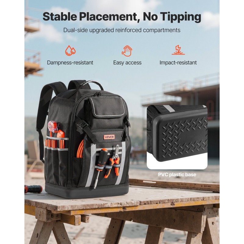 Työkalureppu 56 taskua sähköasentajille 1680D ulkokangas 600D sisäpuoli PVC pohja