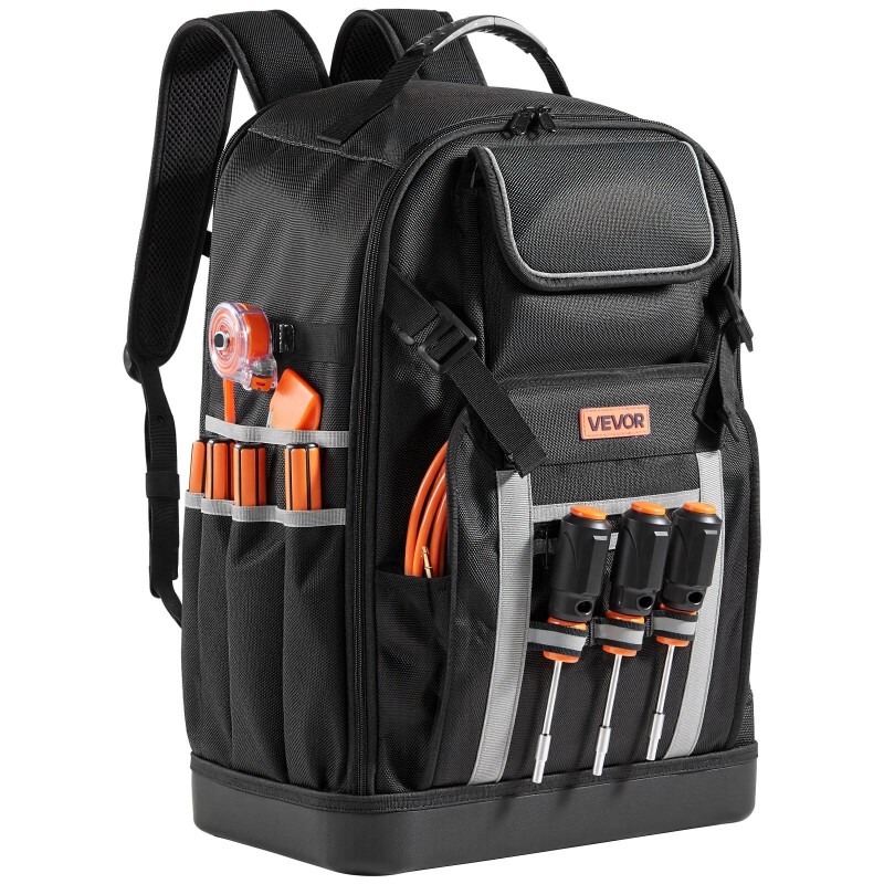 Työkalureppu 56 taskua sähköasentajille 1680D ulkokangas 600D sisäpuoli PVC pohja