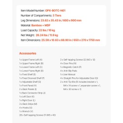 Säilytyskaappi bambusta ja MDF 175 cm korkea kapea wc:n yläpuolelle kolmitasoinen