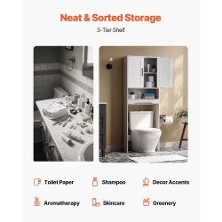 Säilytyskaappi WC:n yläpuolelle kolmitasoinen lastulevy ja MDF valkoinen