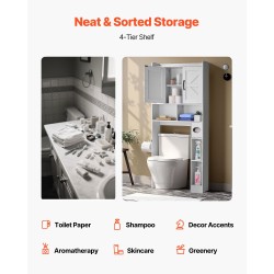 Säilytyskaappi WC:n yläpuolelle valkoinen lastulevy ja MDF 168 cm 4 tasoa