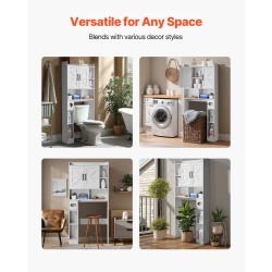 Säilytyskaappi WC:n yläpuolelle valkoinen lastulevy ja MDF 168 cm 4 tasoa