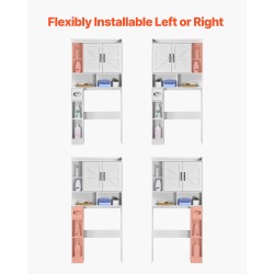 Säilytyskaappi WC:n yläpuolelle valkoinen lastulevy ja MDF 168 cm 4 tasoa