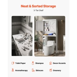 Wc-istuimen yläpuolinen säilytyskaappi lastulevy ja MDF-levy 171 cm 3 tasoa valkoinen