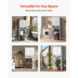 Wc-istuimen yläpuolinen säilytyskaappi lastulevy ja MDF-levy 171 cm 3 tasoa valkoinen