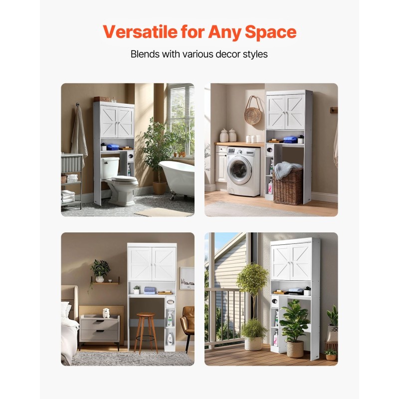 Wc-istuimen yläpuolinen säilytyskaappi lastulevy ja MDF-levy 171 cm 3 tasoa valkoinen