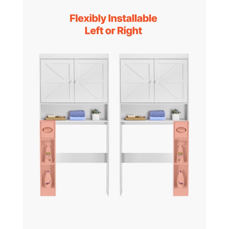 Wc-istuimen yläpuolinen säilytyskaappi lastulevy ja MDF-levy 171 cm 3 tasoa valkoinen