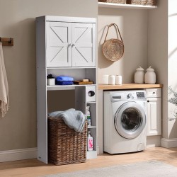 Wc-istuimen yläpuolinen säilytyskaappi lastulevy ja MDF-levy 171 cm 3 tasoa valkoinen