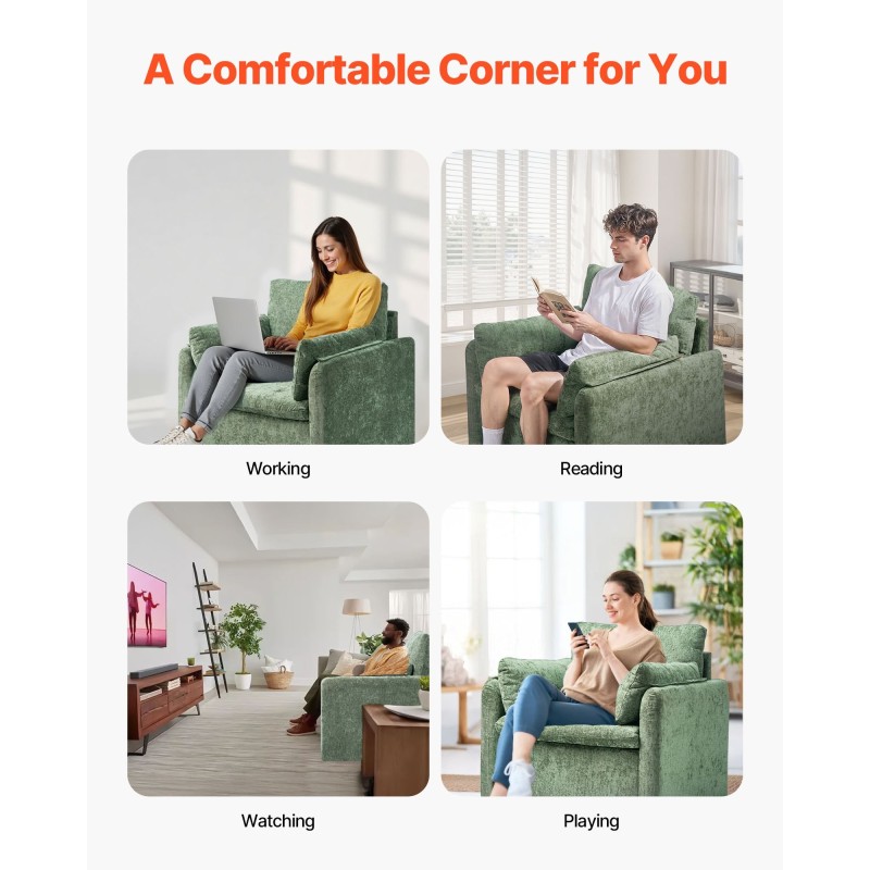 Kangaspäällysteinen nojatuoli tummanvihreä mänty ja teräsrunko irrotettava päällinen