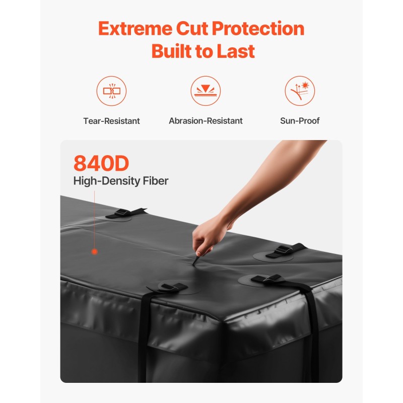 Tavaralaukku vetokoukkuun 840D PVC vedenpitävä 20Cu.ft musta taitettava