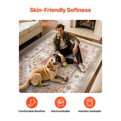 Matto 2439 x 3048 mm konepestävä keinotekoinen kashmir liukuestopohja ruskea-punainen