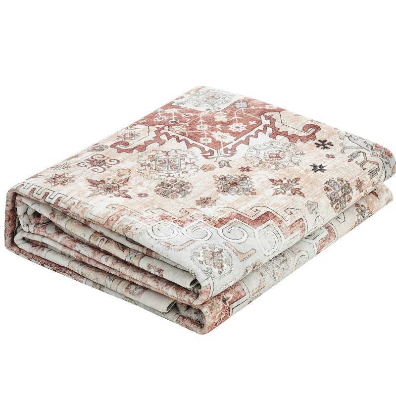 Matto 2439 x 3048 mm konepestävä keinotekoinen kashmir liukuestopohja ruskea-punainen