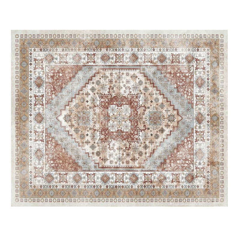 Matto 2439 x 3048 mm konepestävä keinotekoinen kashmir liukuestopohja ruskea-punainen