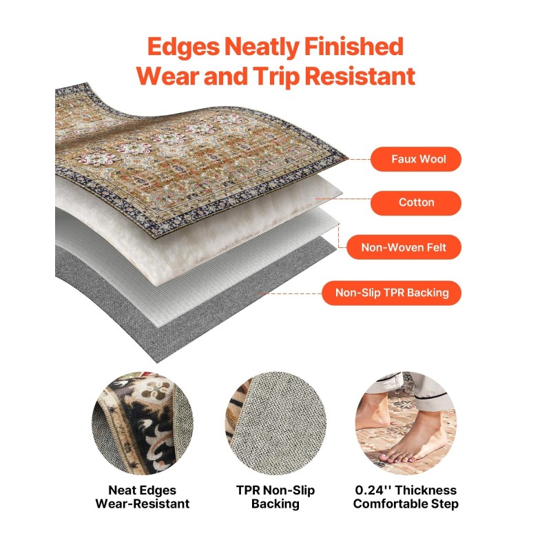 Matto tekokashmir 2286x2896 mm 6 mm paksu TPR-pohjalla ruskeavihreä