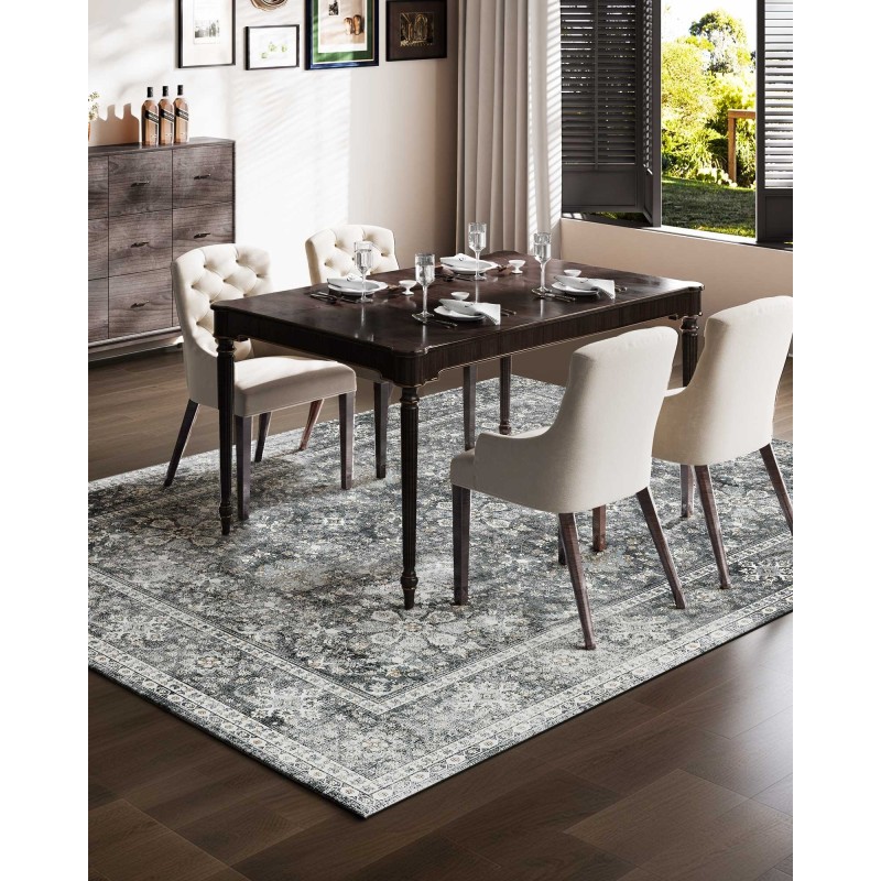 Alueellinen matto keinokashmir 2439 x 3048 mm harmaa liukumaton pestävä