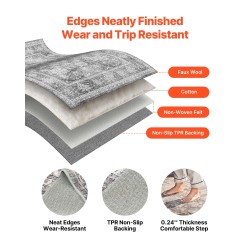 Alueellinen matto keinokashmir 2439 x 3048 mm harmaa liukumaton pestävä