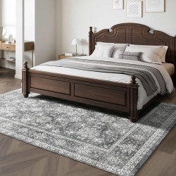 Alueellinen matto keinokashmir 2439 x 3048 mm harmaa liukumaton pestävä