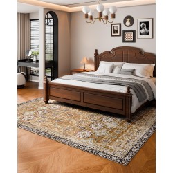 Matto 2439×3048 mm 6 mm tekokashmir ruskeavihreä vintage-tyyli liukuestopohja