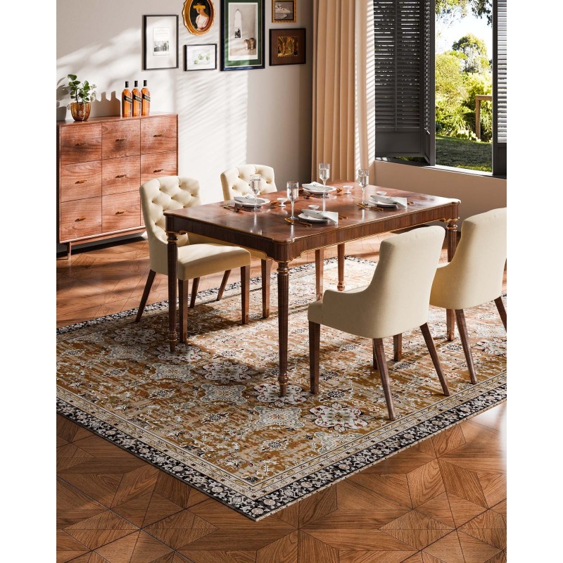 Matto 2439×3048 mm 6 mm tekokashmir ruskeavihreä vintage-tyyli liukuestopohja