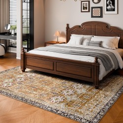 Matto 2439×3048 mm 6 mm tekokashmir ruskeavihreä vintage-tyyli liukuestopohja