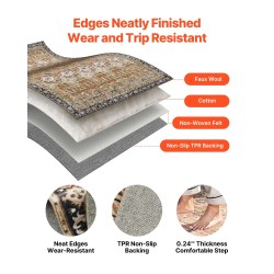 Matto 2743×3658 mm 360g tekokashmir TPR-taustalla pestävä vintage-tyyli